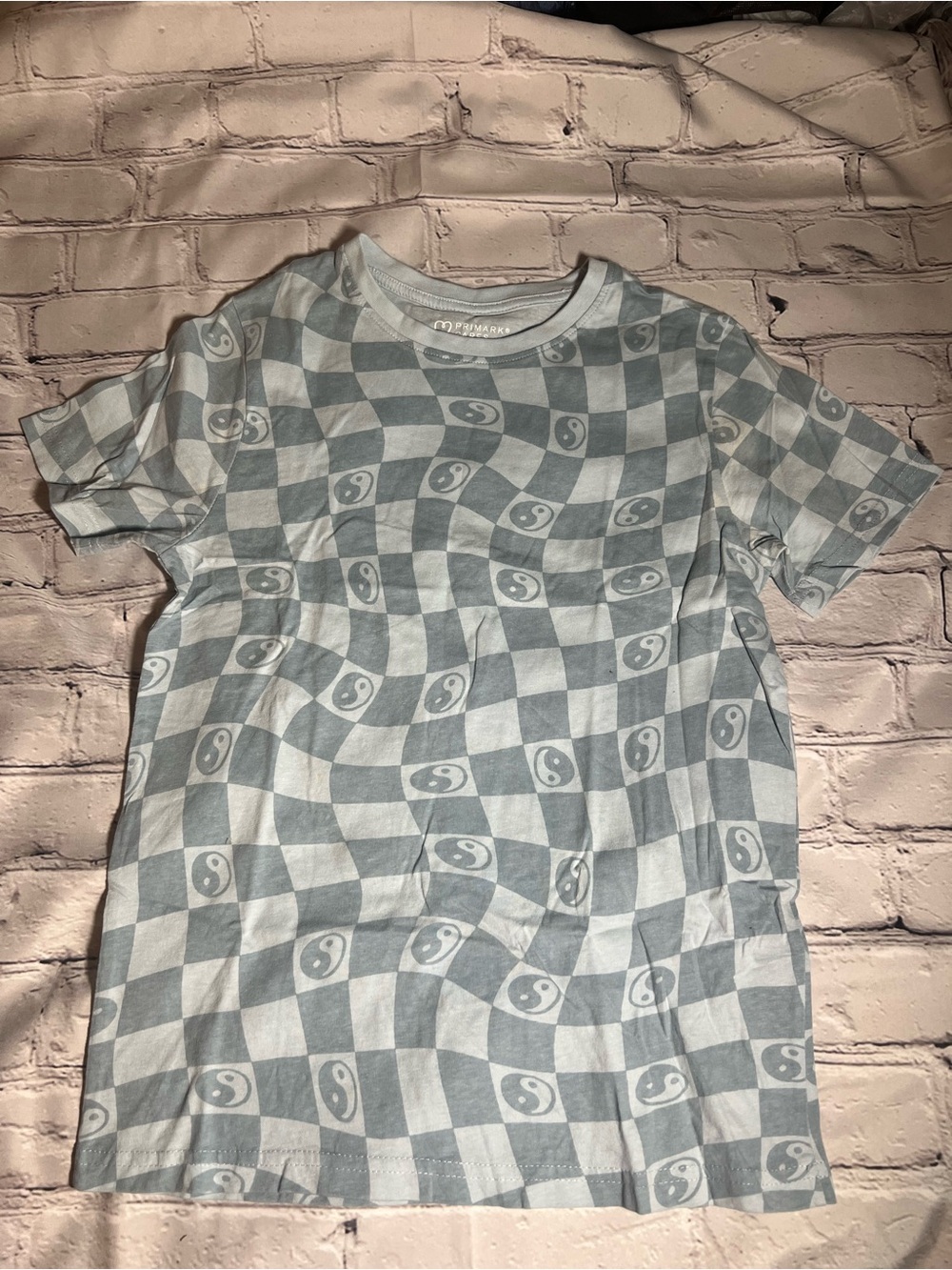Primark Blue and White Checkerboard Yin Yang Tee